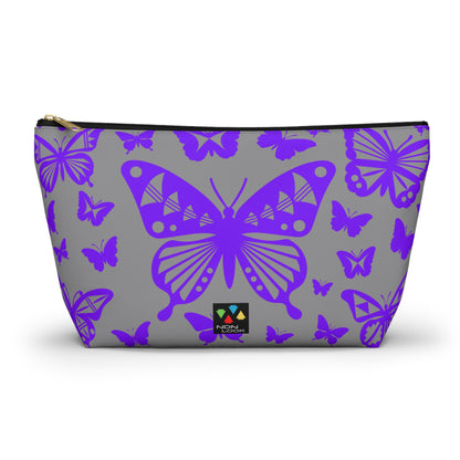 Purple Butterflies on Gray Pouch w T-bottom