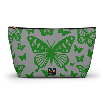 Green Butterflies on Gray Pouch w T-bottom