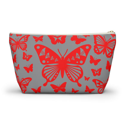 Red Butterflies on Gray Pouch w T-bottom