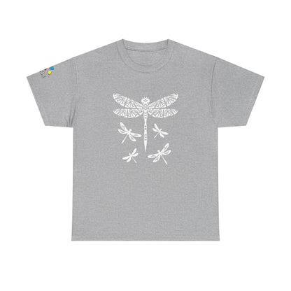 Native Dragonfly in White Gildan Unisex Tee