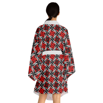 Sacred Winds in Red Kimono Robe – Where Comfort Meets Native Grace