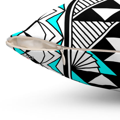 Sun and Rain in Turquoise Spun Polyester Square Pillow