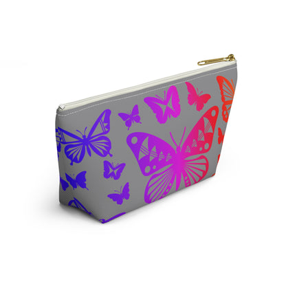 Rainbow Butterflies on Gray Pouch w T-bottom