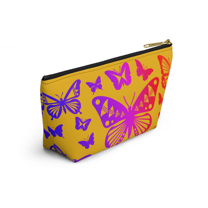 Rainbow Butterflies on Yellow Pouch w T-bottom