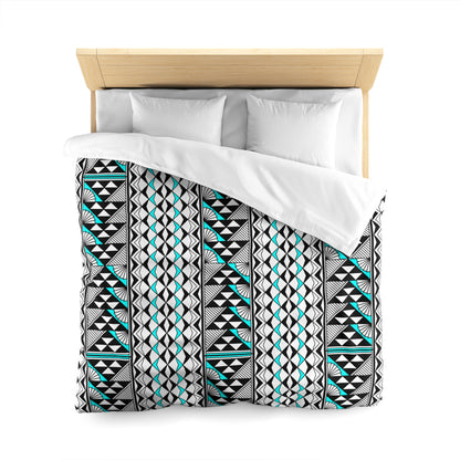Sun and Rain in Turquoise Microfiber Duvet Cover