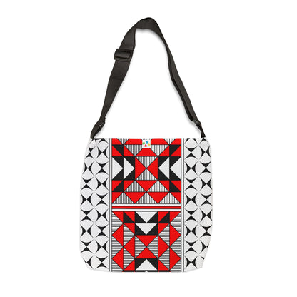 Red Native Sacred Mountains Adjustable Tote Bag