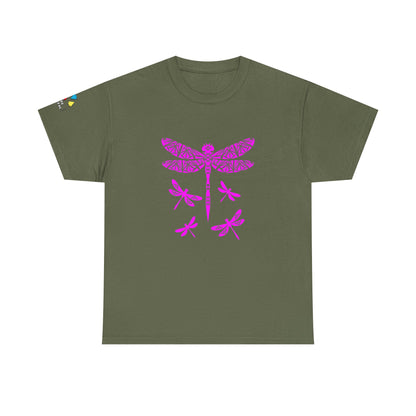 Native Dragonfly in Pink Gildan Unisex Tee