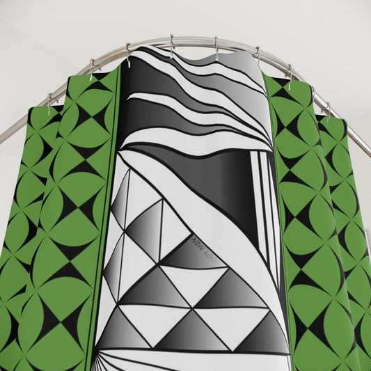 Green Chrome Native Sunrise Shower Curtains