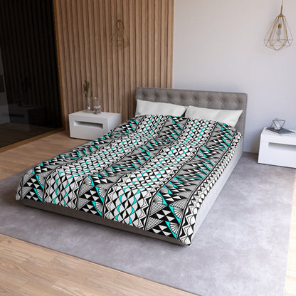 Sun and Rain in Turquoise Microfiber Duvet Cover