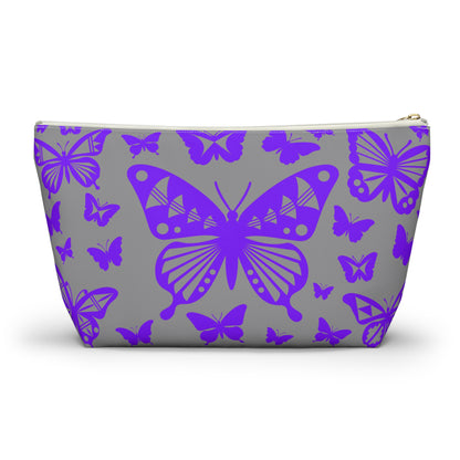 Purple Butterflies on Gray Pouch w T-bottom