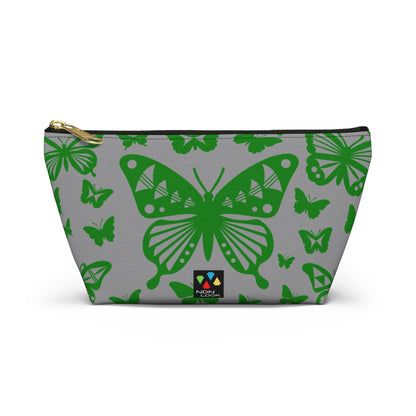 Green Butterflies on Gray Pouch w T-bottom