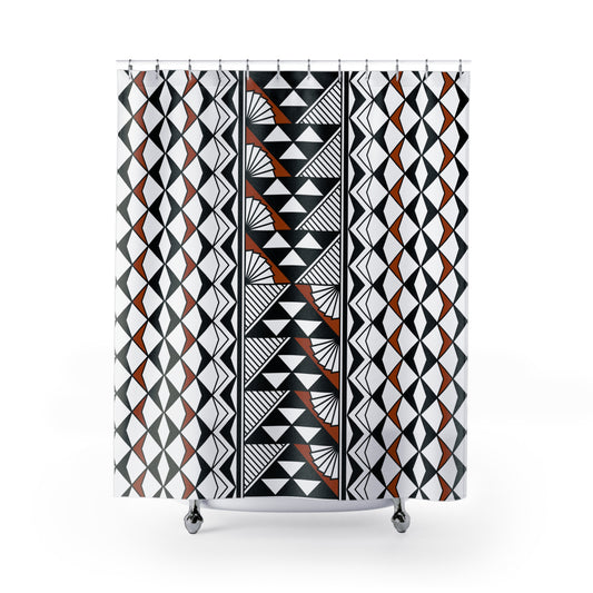 Rust Sun and Rain Shower Curtains