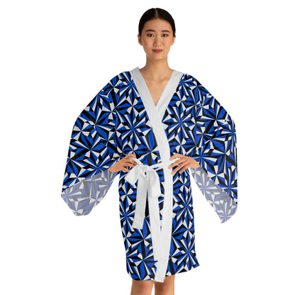 Desert Flowers in Blue Kimono Robe – Where Comfort Meets Native Grace