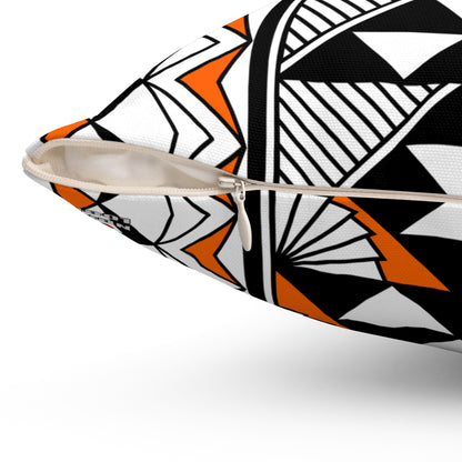 Sun and Rain in Orange Spun Polyester Square Pillow