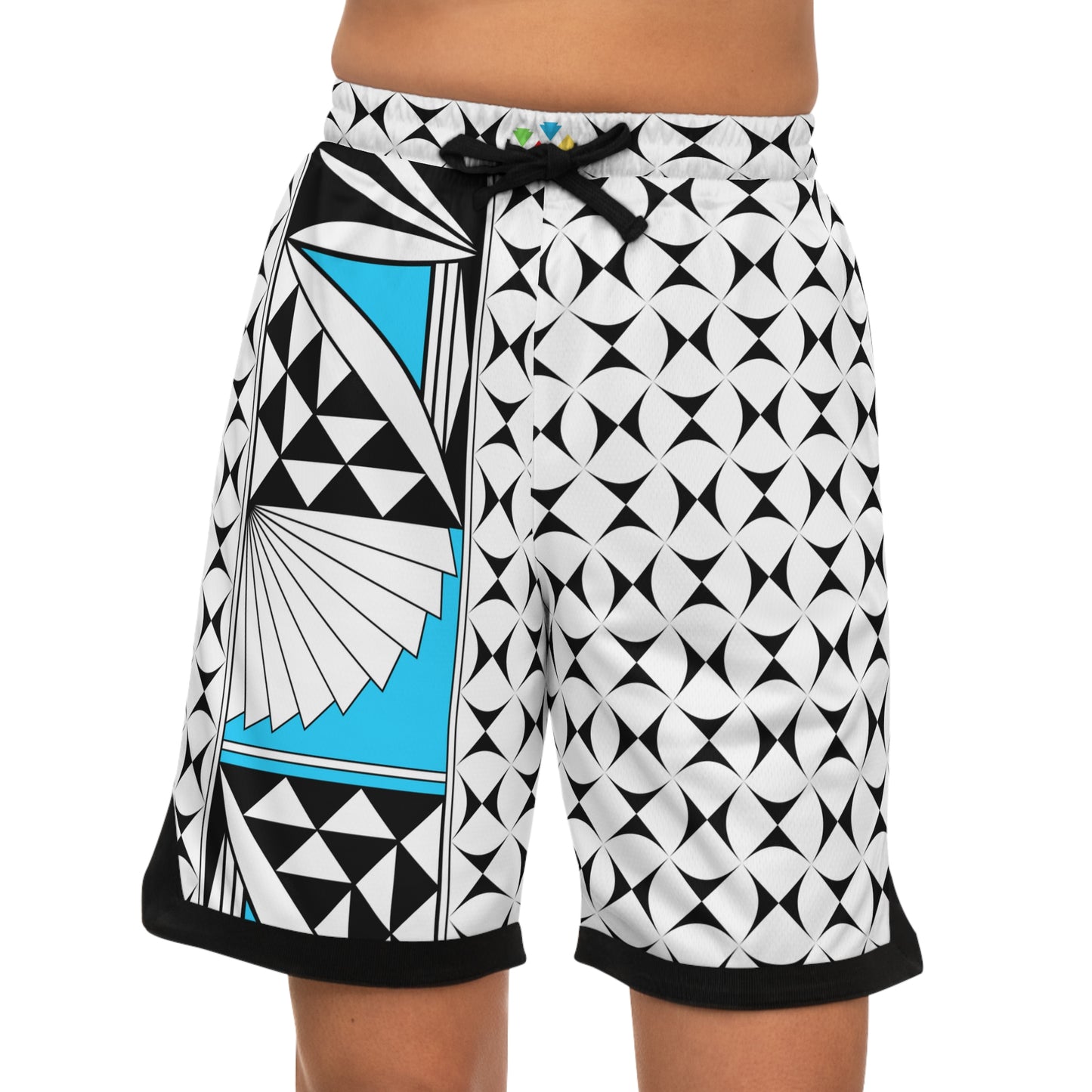 Southwest Sunrise in Turquoise Basketball Rib Shorts