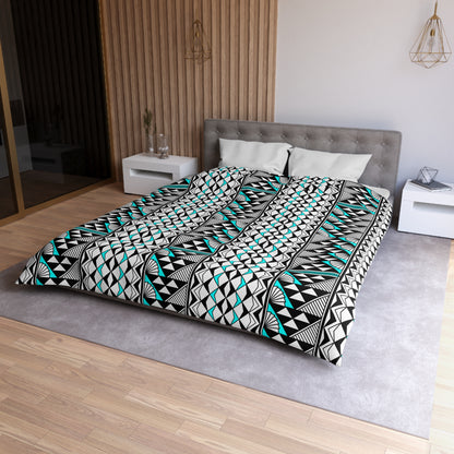 Sun and Rain in Turquoise Microfiber Duvet Cover