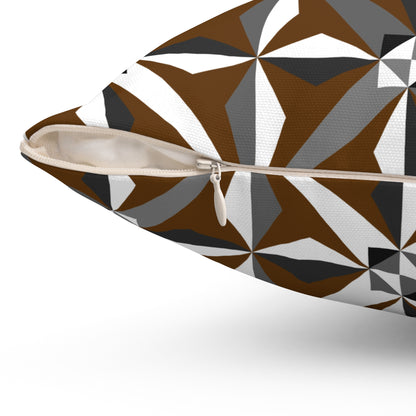 Brown Native Morning Star Spun Polyester Square Pillow