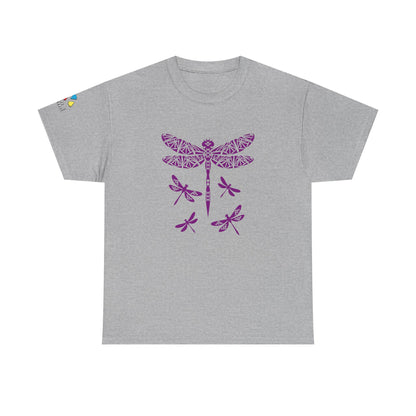 Native Dragonfly in Purple Gildan Unisex Tee