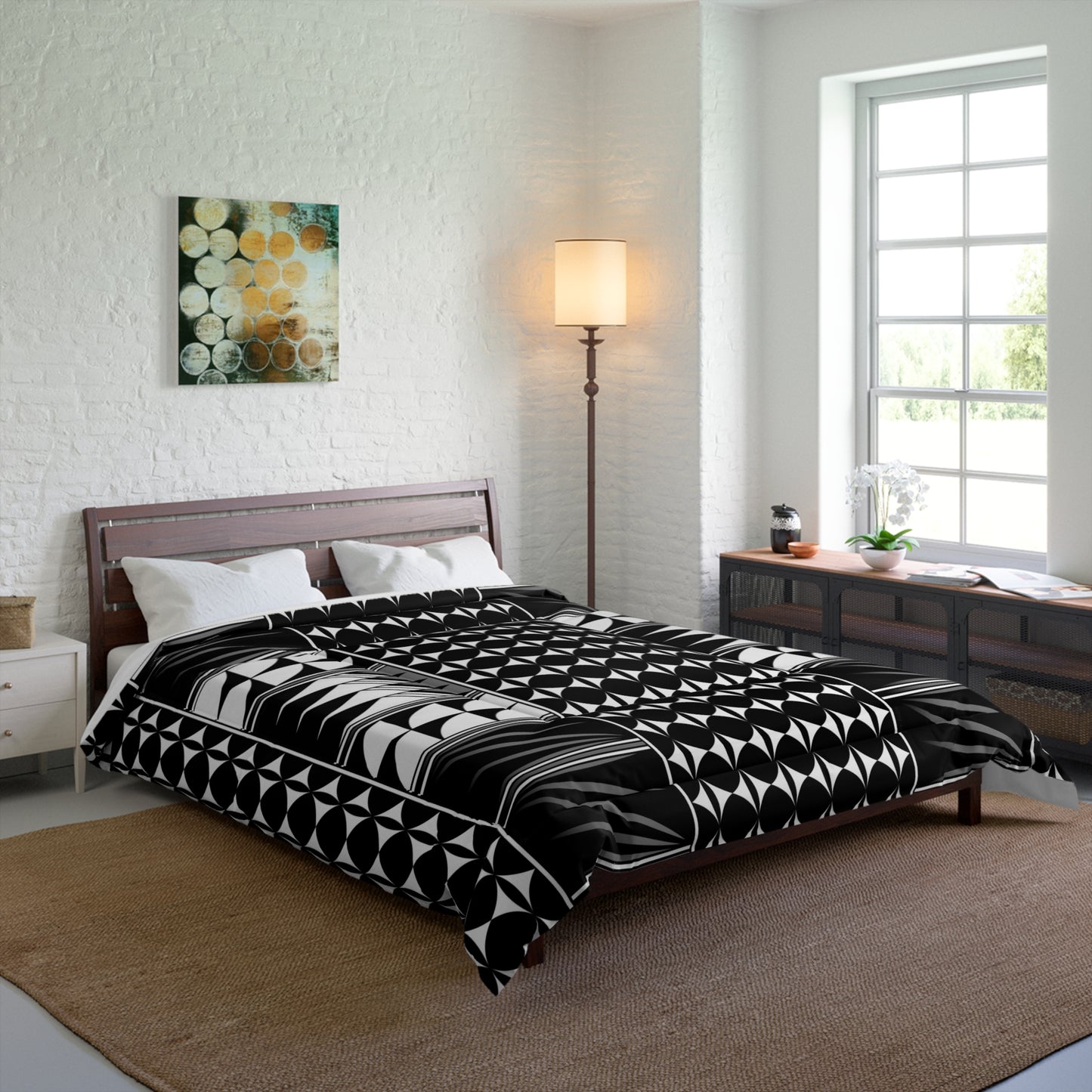 Southwest Feather Blessing in Gray Comforter