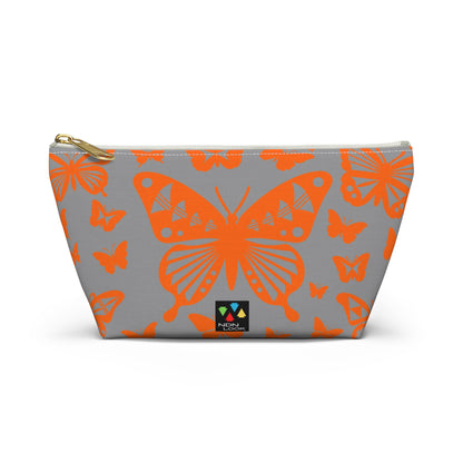 Orange Butterflies on Gray Pouch w T-bottom