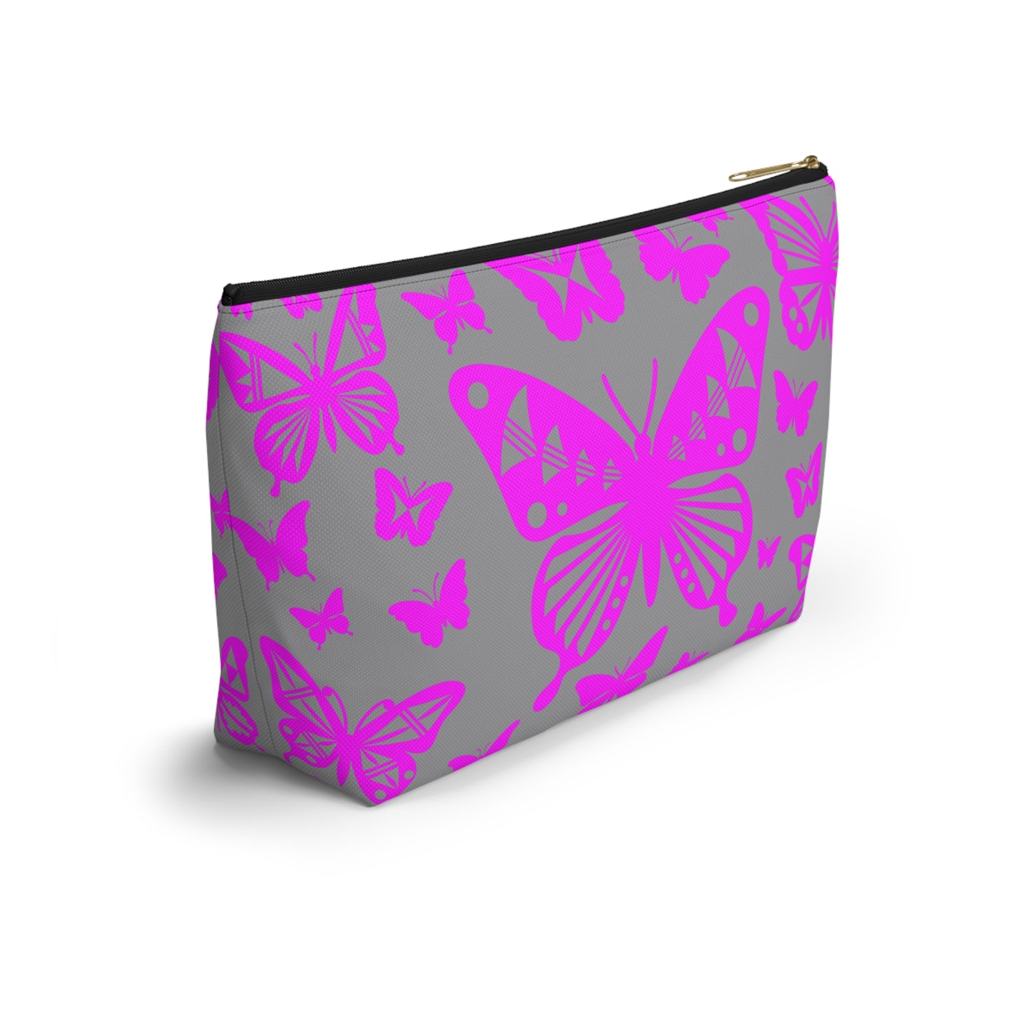 Pink Butterflies on Gray Pouch w T-bottom