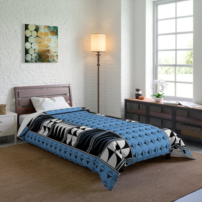 Southwest Feather Blessing on Light Blue Comforter