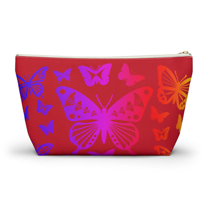 Rainbow Butterflies on Red Pouch w T-bottom