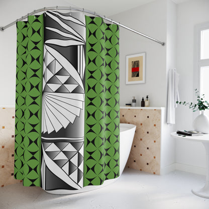 Green Chrome Native Sunrise Shower Curtains