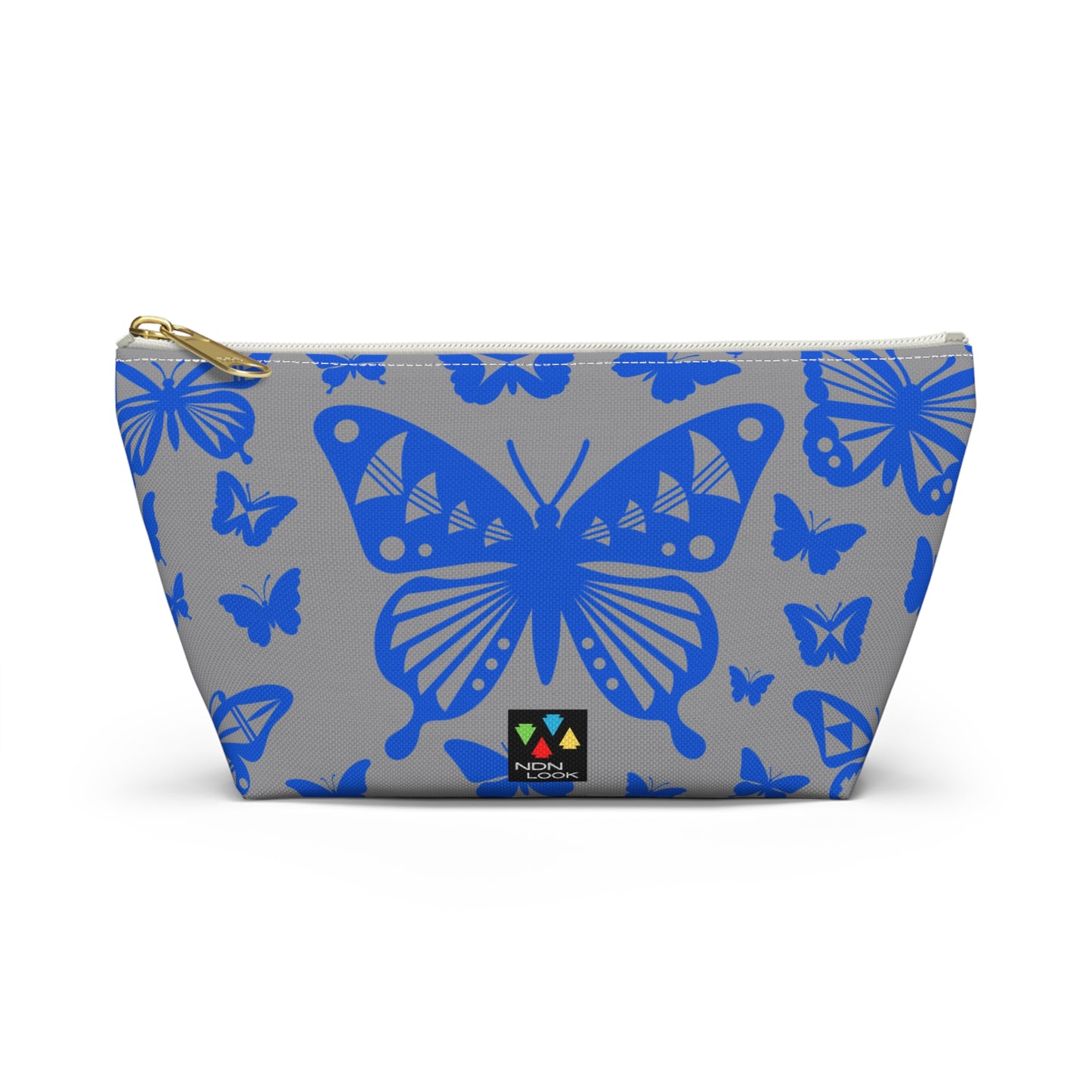 Blue Butterflies on Gray Pouch w T-bottom