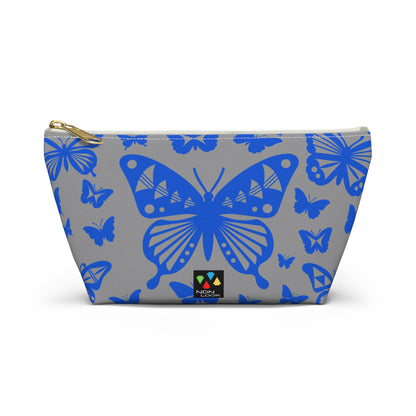 Blue Butterflies on Gray Pouch w T-bottom