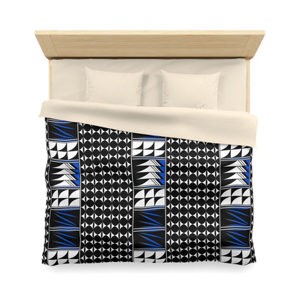 Blessed Feathers in Blue Microfiber Duvet Cover