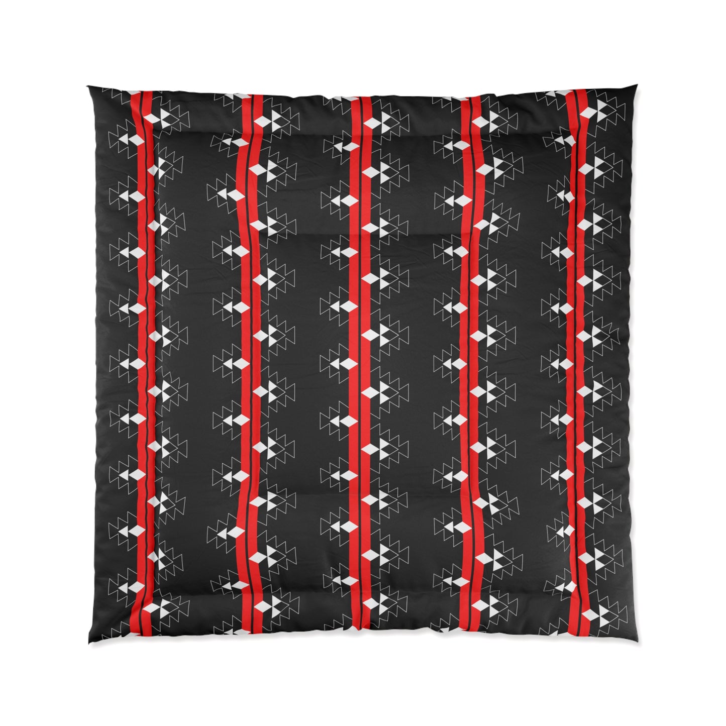 Native Woven Stories on Black Comforter
