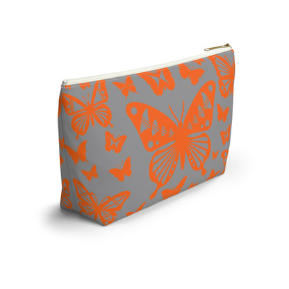 Orange Butterflies on Gray Pouch w T-bottom